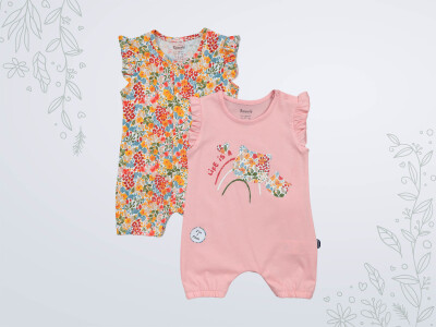 Wholesale Baby Girls 2-Piece Jumpsuit 3-18M Miniworld 1003-18162 Темно-пудровый