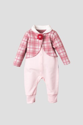 Wholesale Baby Girls 2-Piece Jumpsuit Set with Bolero 3-12M Kidexs 1026-30040-1 Пудра