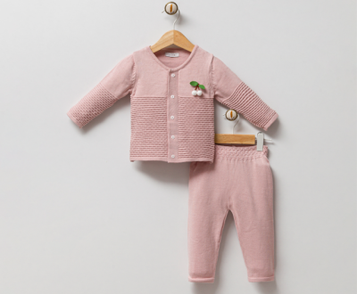 Wholesale Baby Girls 2-Piece Knitwear Cardigan and Pants Set 3-9M Gubo 2002-6063 Blanced Almond