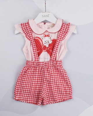 Wholesale Baby Girls 2-Piece Overalls and T-shirt Set 9-24M Sani 1068-6864 - Sani (1)