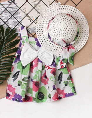 Wholesale Baby Girls 2-Piece Patterned Dress Set with Hat 6-24M Kidexs 1026-60152 - Kidexs