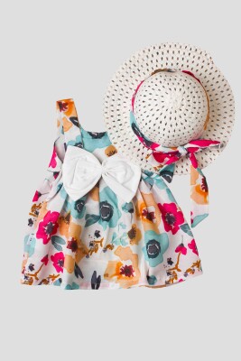 Wholesale Baby Girls 2-Piece Patterned Dress Set with Hat 6-24M Kidexs 1026-60152 - Kidexs (1)