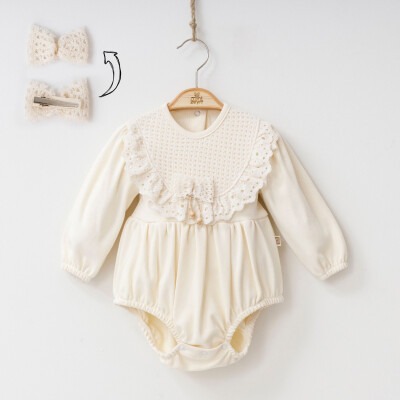 Wholesale Baby Girls 2-Piece Rompers with Claps 6-12M Minizeyn 2014-9001 Cream