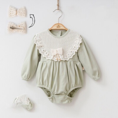 Wholesale Baby Girls 2-Piece Rompers with Claps 6-12M Minizeyn 2014-9001 Green Almond