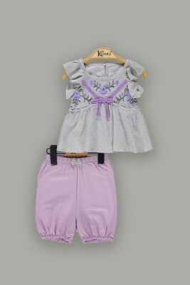 Wholesale Baby Girls 2-Piece Sets with Blouse and Shorts 6-18M Kumru Bebe 1075-3654 Серый 