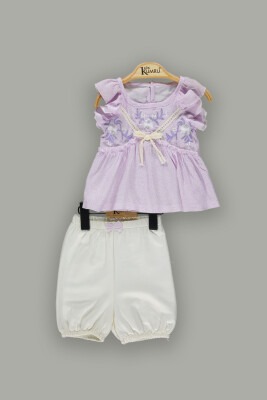 Wholesale Baby Girls 2-Piece Sets with Blouse and Shorts 6-18M Kumru Bebe 1075-3654 Лиловый 