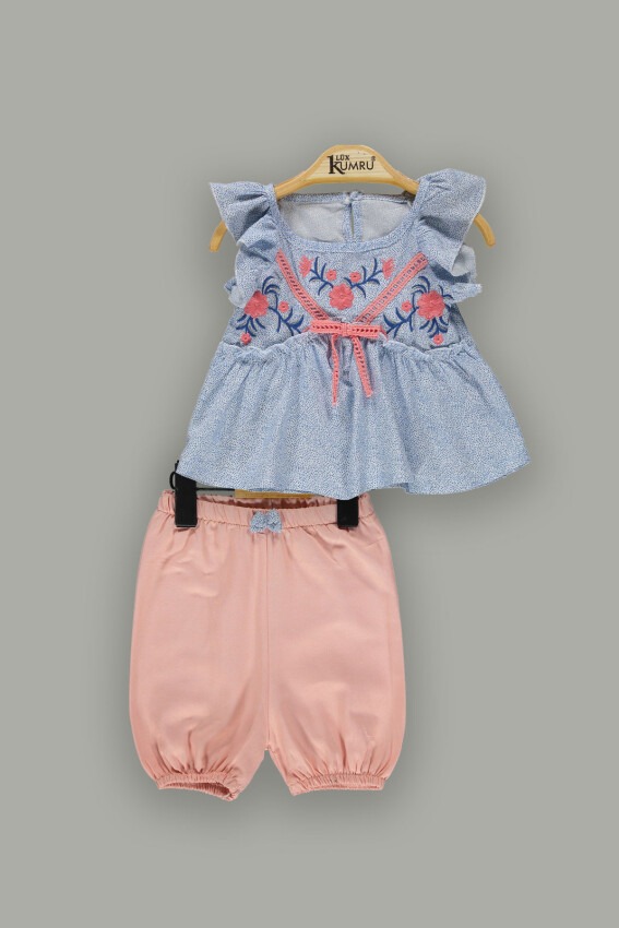 Wholesale Baby Girls 2-Piece Sets with Blouse and Shorts 6-18M Kumru Bebe 1075-3654 - 1