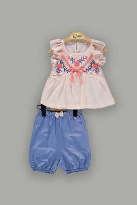 Wholesale Baby Girls 2-Piece Sets with Blouse and Shorts 6-18M Kumru Bebe 1075-3654 Salmon Color 