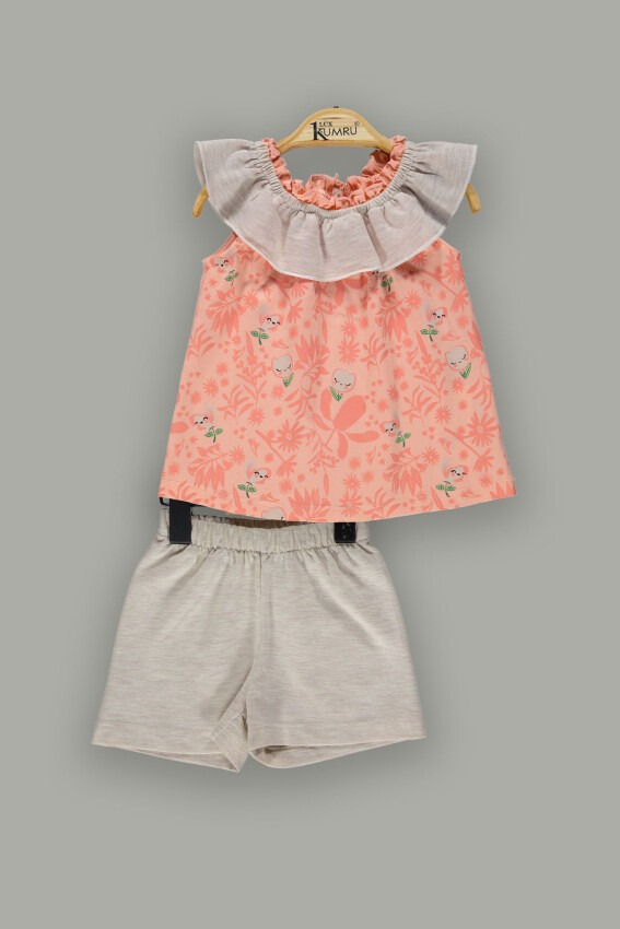 Wholesale Baby Girls 2-Piece Sets with Ruffle Blouse and Shorts 6-18M Kumru Bebe 1075-3617 - 1