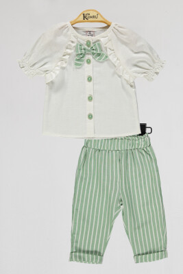 Wholesale Baby Girls 2-Piece Shirt and Pants Set 6-18M Kumru Bebe 1075-4104 Ecru