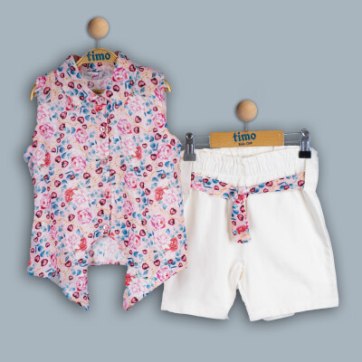 Wholesale Baby Girls 2-Piece Shirt and Shorts Set 6-24M Timo 1018-TK4DT012243411 Beyaz
