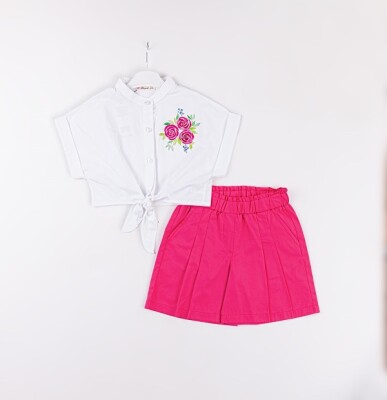 Wholesale Baby Girls 2-Piece Shirt and Shorts Set 7-10Y Büşra Bebe 1016-24131 Пурпурный 