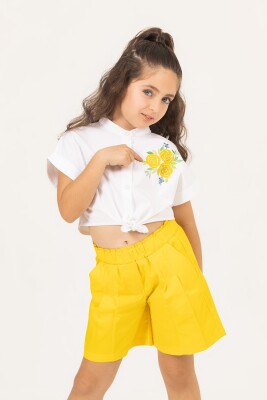 Wholesale Baby Girls 2-Piece Shirt and Shorts Set 7-10Y Büşra Bebe 1016-24131 Yellow