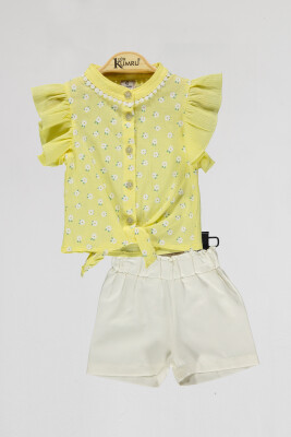 Wholesale Baby Girls 2-Piece Shirts and Shorts Set 6-18M Kumru Bebe 1075-4033 Yellow