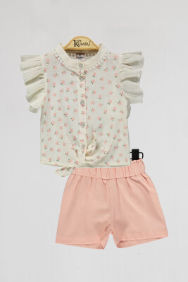 Wholesale Baby Girls 2-Piece Shirts and Shorts Set 6-18M Kumru Bebe 1075-4033 Ecru