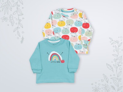 Wholesale Baby Girls 2-Piece Sweatshirt 3-18M Miniworld 1003-16440 Dark Mint