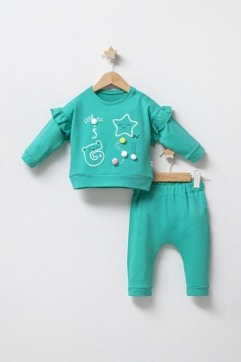 Wholesale Baby Girls 2-Piece Sweatshirt and Pants Set 6-24M Takım Tongs 1028-3554 - Tongs (1)