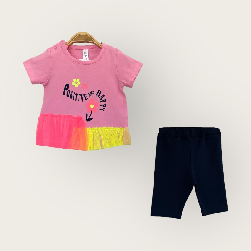 Wholesale Baby Girls 2-Piece T-Shirt and Capri Set 6-18M Algiy Mini 2047-3500TK - 2