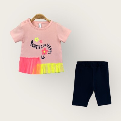 Wholesale Baby Girls 2-Piece T-Shirt and Capri Set 6-18M Algiy Mini 2047-3500TK Salmon Color 