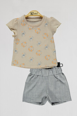 Wholesale Baby Girls 2-Piece T-Shirt and Shorts Set 6-18M Kumru Bebe 1075-4130 - 2