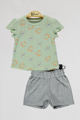 Wholesale Baby Girls 2-Piece T-Shirt and Shorts Set 6-18M Kumru Bebe 1075-4130 - 3