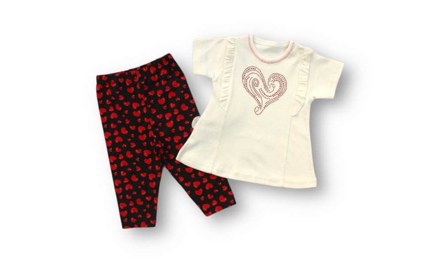 Wholesale Baby Girls 2-Piece T-Shirt Sets with Leggings 3-18M Tomuycuk 1074-75366 - 1