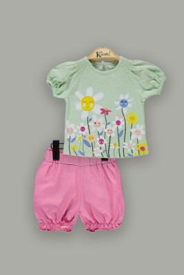 Wholesale Baby Girls 2-Piece T-Shirt Sets with Shorts 6-18M Kumru Bebe 1075-3814 - 1