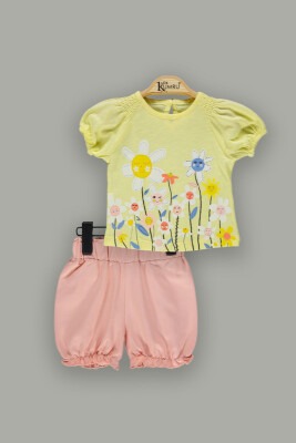 Wholesale Baby Girls 2-Piece T-Shirt Sets with Shorts 6-18M Kumru Bebe 1075-3814 - 2