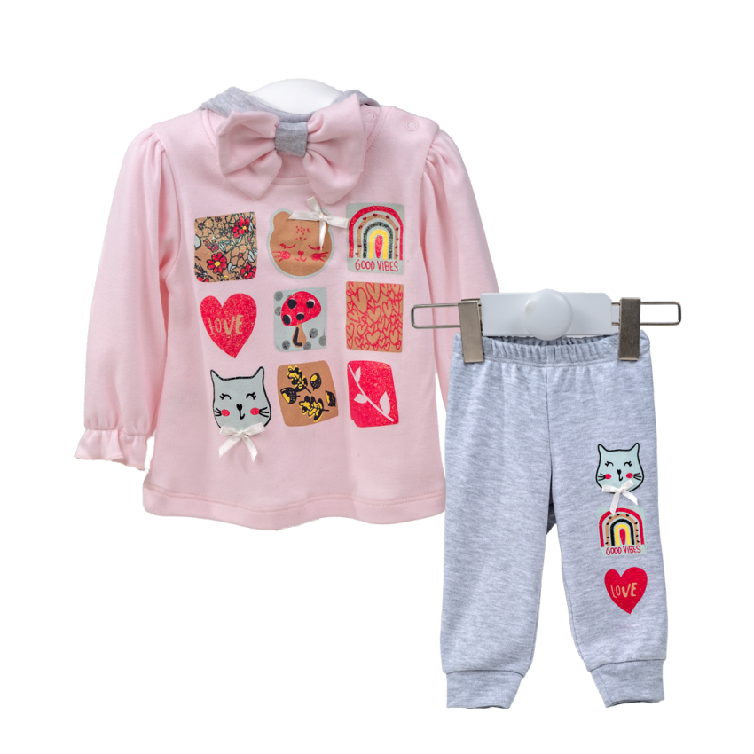 Wholesale Baby Girls 2-Piece Tracksuit Set 3-12M Serkon Baby&Kids 1084-M1871 - 1