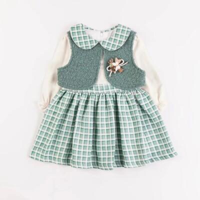 Wholesale Baby Girls 2-Piece Vest and Dress Set 9-24M Minibombili 1005-6157 Green