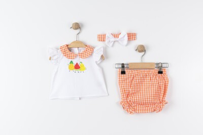 Wholesale Baby Girls 2-Pieces Headband Blouse and Short Set 6-18M Eray Kids 1044-13355 Оранжевый 