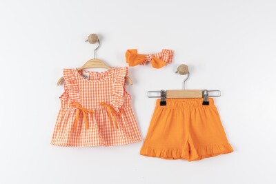 Wholesale Baby Girls 2-Pieces Headband Dress and Short Set 6-18M Eray Kids 1044-13333 Оранжевый 