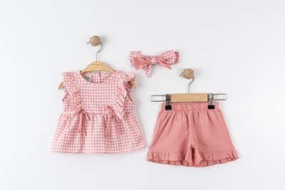 Wholesale Baby Girls 2-Pieces Headband Dress and Short Set 6-18M Eray Kids 1044-13333 - Eray Kids