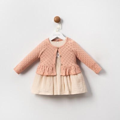 Wholesale Baby Girls 2-Pieces Jacket and Dress Set 9-24M Cumino 1014-CMN349 Бежевый 