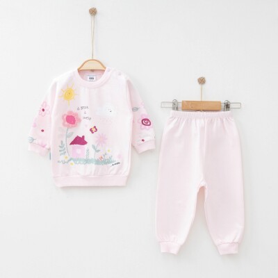 Wholesale Baby Girls 2-Pieces Sweatshirt and Pants Set 9-18M Hoppidik 2017-2313 Розовый 