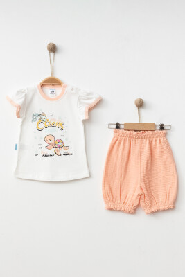 Wholesale Baby Girls 2-Pieces T-shirt and Pants Set 6-12M Hoppidik 2017-2291 Бирюзовый