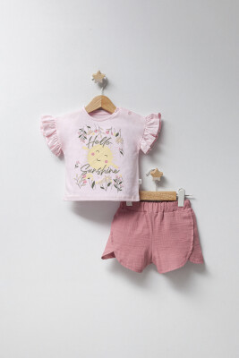 Wholesale Baby Girls 2-Pieces T-shirt and Short Set 3-18M Tongs 1028-5202 - 1