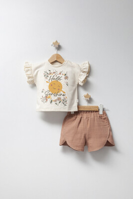 Wholesale Baby Girls 2-Pieces T-shirt and Short Set 3-18M Tongs 1028-5202 - 2