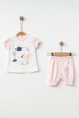 Wholesale Baby Girls 2-Pieces T-shirt and Short Set 3-9M Hoppidik 2017-2302 Pink