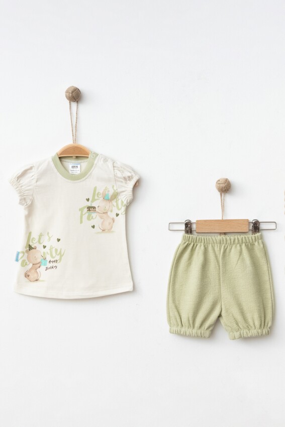 Wholesale Baby Girls 2-Pieces T-shirt and Short Set 3-9M Hoppidik 2017-2356 - 1
