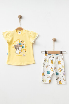 Wholesale Baby Girls 2-Pieces T-shirt and Short Set 6-12M Hoppidik 2017-2353 Жёлтый 