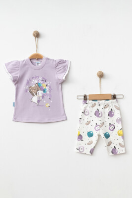 Wholesale Baby Girls 2-Pieces T-shirt and Short Set 6-12M Hoppidik 2017-2353 Лиловый 