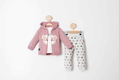 Wholesale Baby Girls 3-Piece Cardigan, Bodysuit and Pants Set 9-24M Sani 1068-10001 - Sani (1)