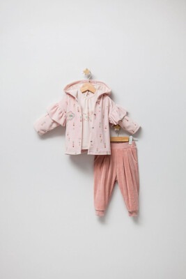 Wholesale Baby Girls 3-Piece Cardigan Pants and Blouse Set 9-24M Tongs 1028-5004 - Tongs