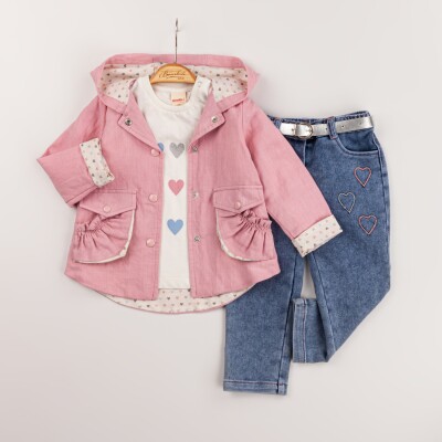 Wholesale Baby Girls 3-Piece Coat, Badi and Denim Pants Set 9-24M Bombili 1004-6588 - Bombili (1)