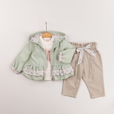 Wholesale Baby Girls 3-Piece Coat, Badi and Pants Set 6-18M Minibombili 1005-6572 - 2
