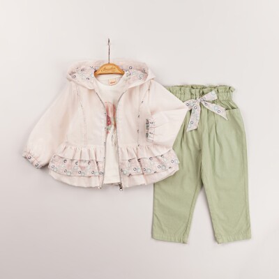 Wholesale Baby Girls 3-Piece Coat, Badi and Pants Set 6-18M Minibombili 1005-6572 Ecru