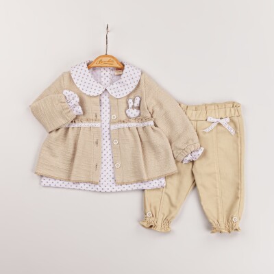 Wholesale Baby Girls 3-Piece Coat, Blouse and Pants Set 6-18IM Minibombili 1005-6568 - Minibombili