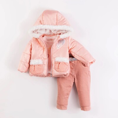 Wholesale Baby Girls 3-Piece Coat, Sweatshirt and Pants Set 9-24M Minibombili 1005-6176 - 2