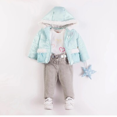 Wholesale Baby Girls 3-Piece Coat, Sweatshirt and Pants Set 9-24M Minibombili 1005-6176 - Minibombili